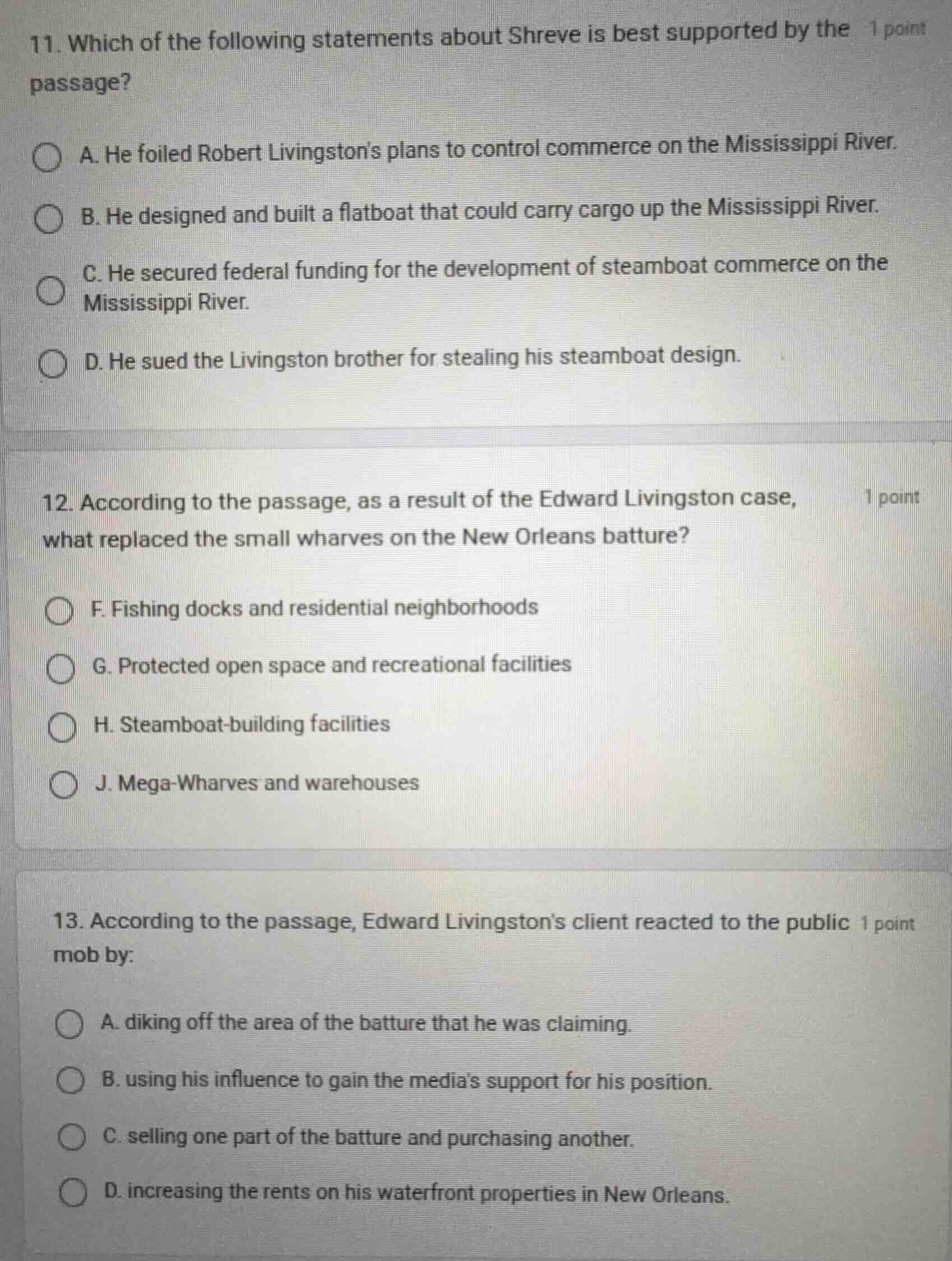 11. which of the following statements about shreve is best supported by…