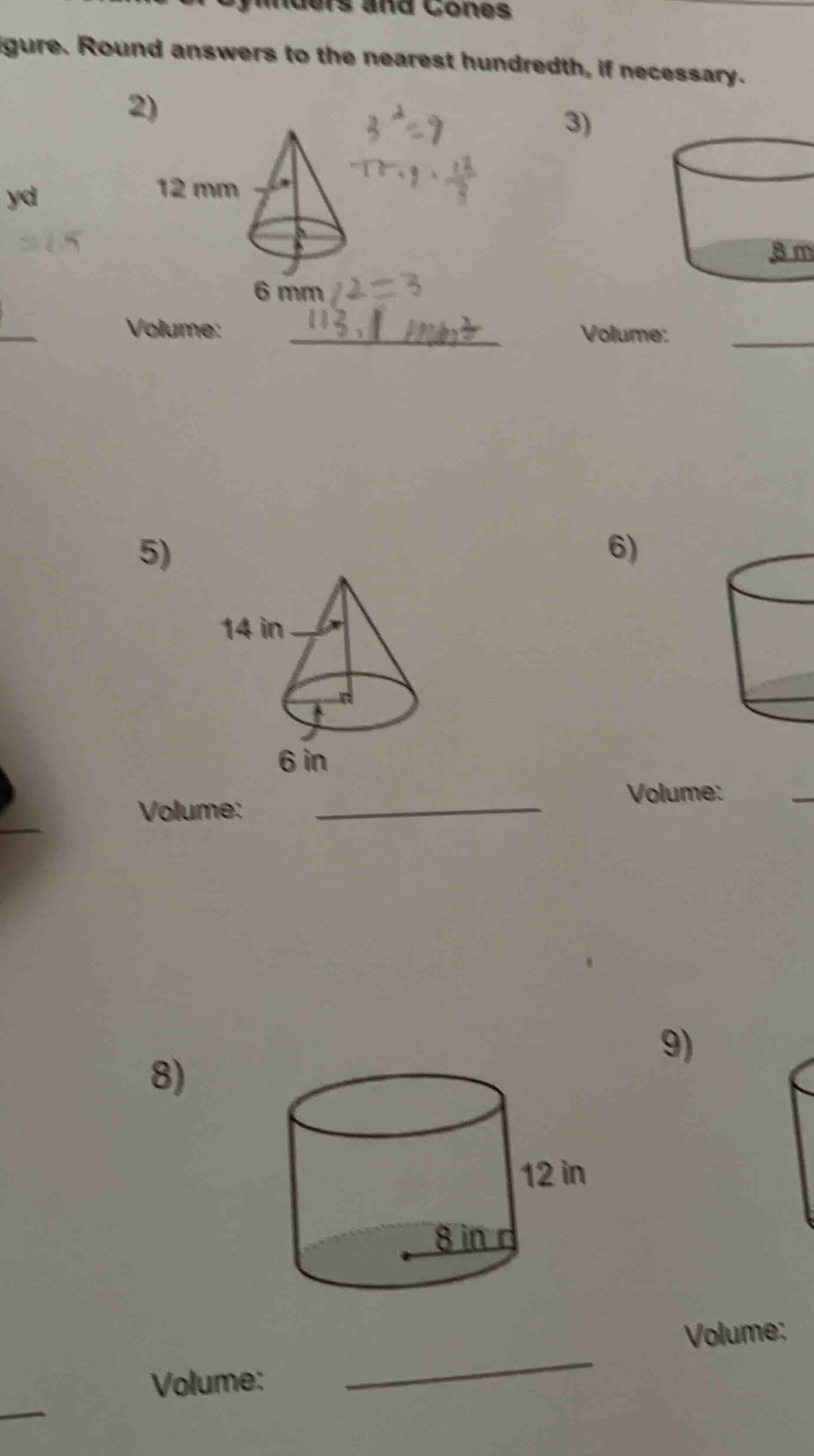 igure. round answers to the nearest hundredth, if necessary. 2) 12 mm 6…