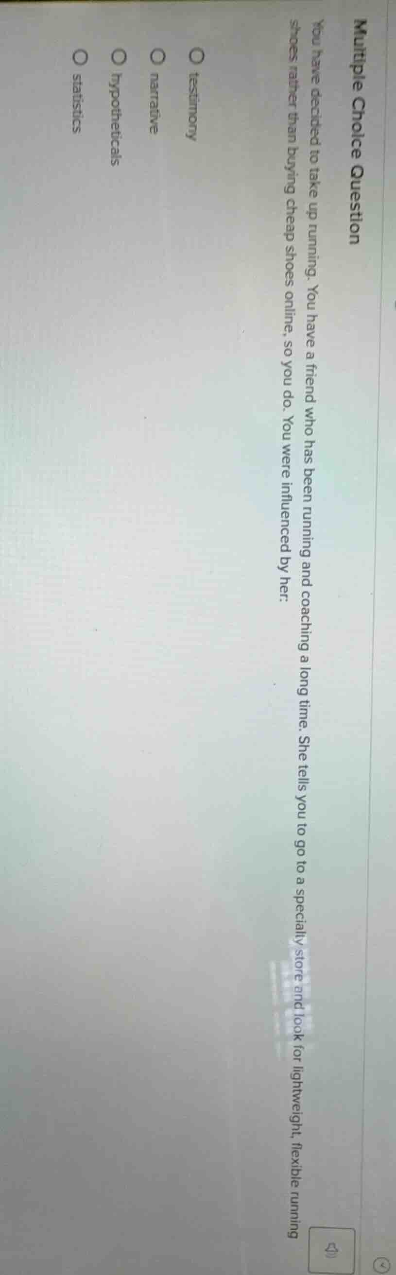 multiple choice question you have decided to take up running. you have …