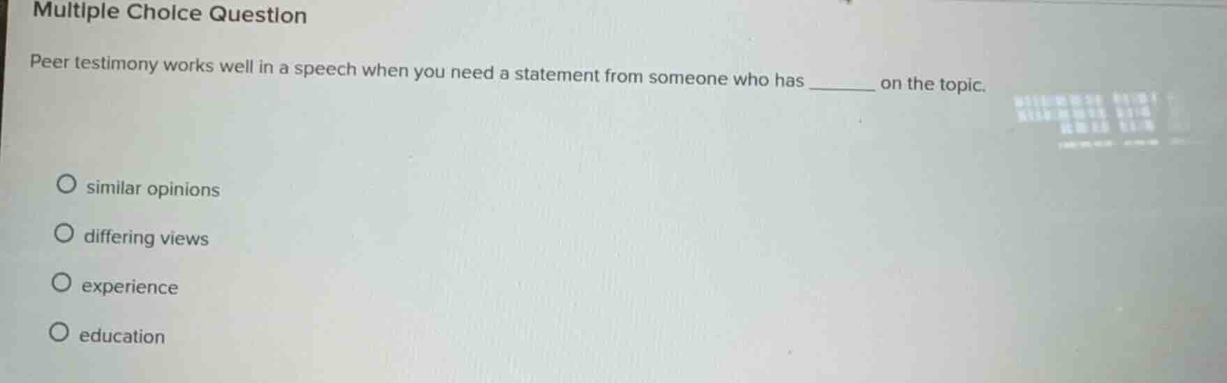 multiple choice question peer testimony works well in a speech when you…
