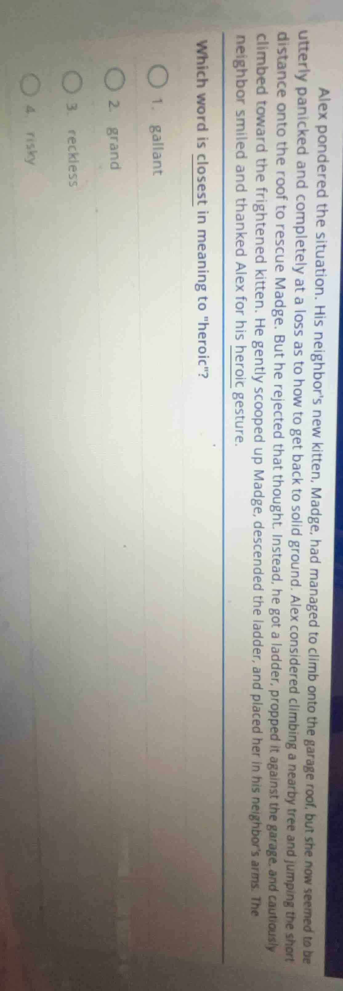 alex pondered the situation. his neighbors new kitten, madge, had manag…