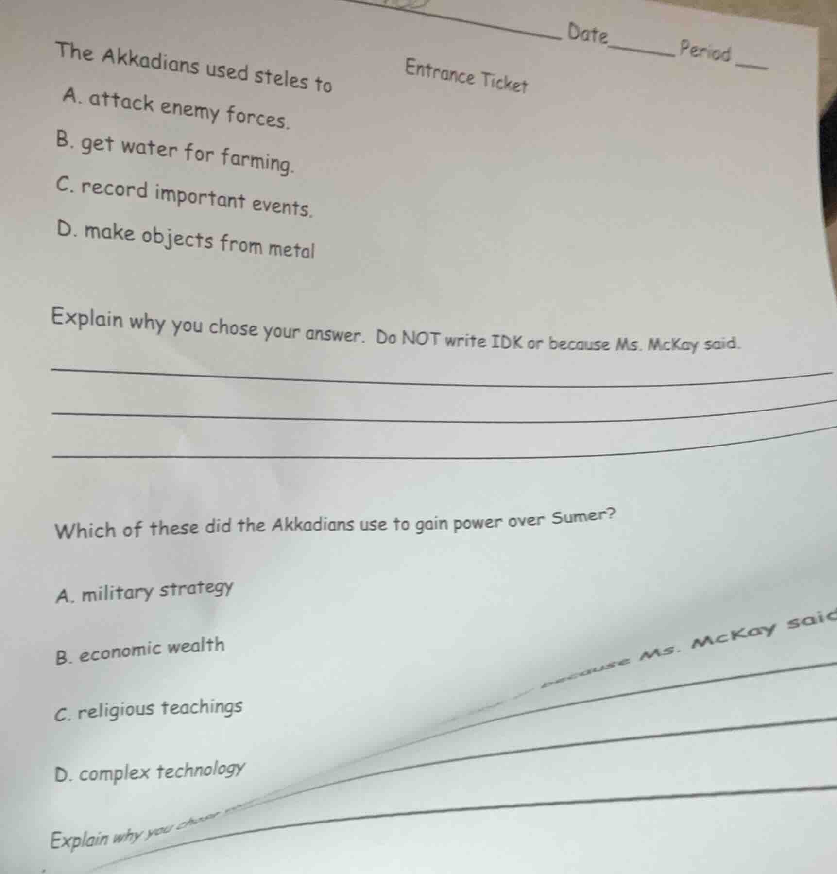 entrance ticket date____ period ____ the akkadians used steles to a. at…