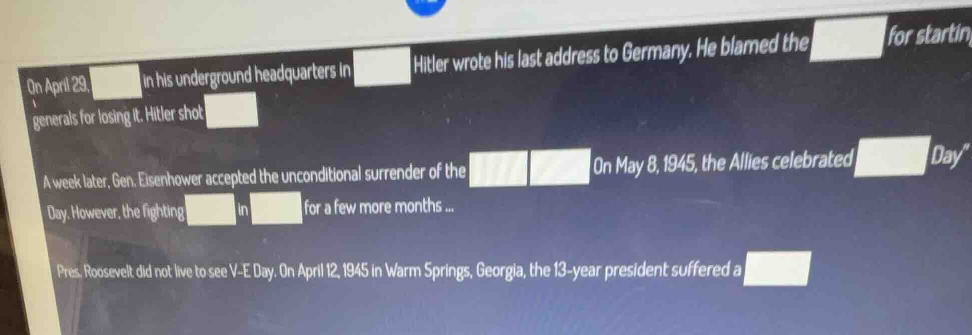 on april 29, in his underground headquarters in hitler wrote his last a…