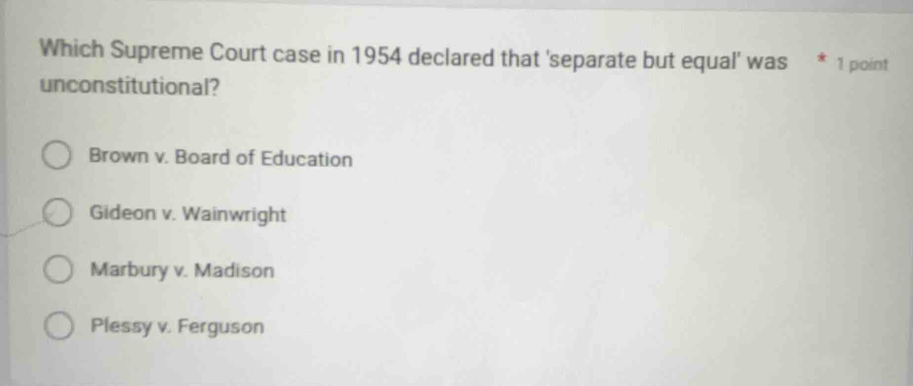 which supreme court case in 1954 declared that separate but equal was u…