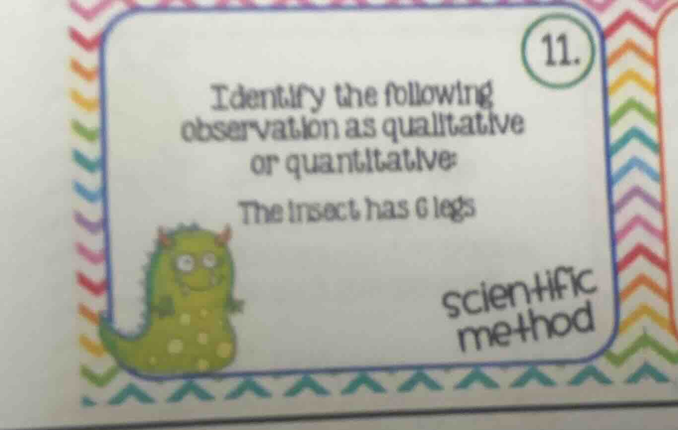 11. identify the following observation as qualitative or quantitative: …