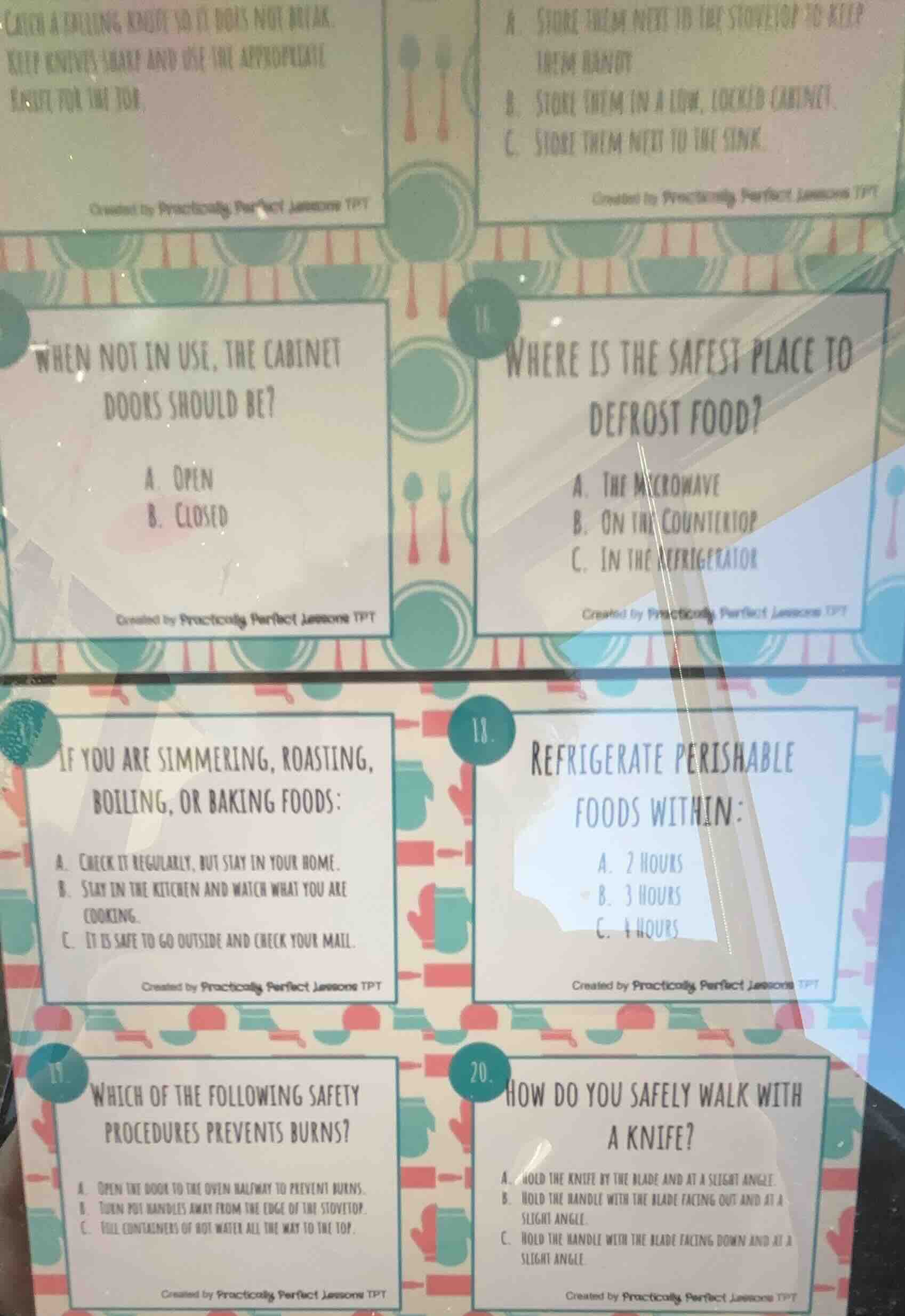 catch a falling knife so it does not break. keep knives sharp and use t…