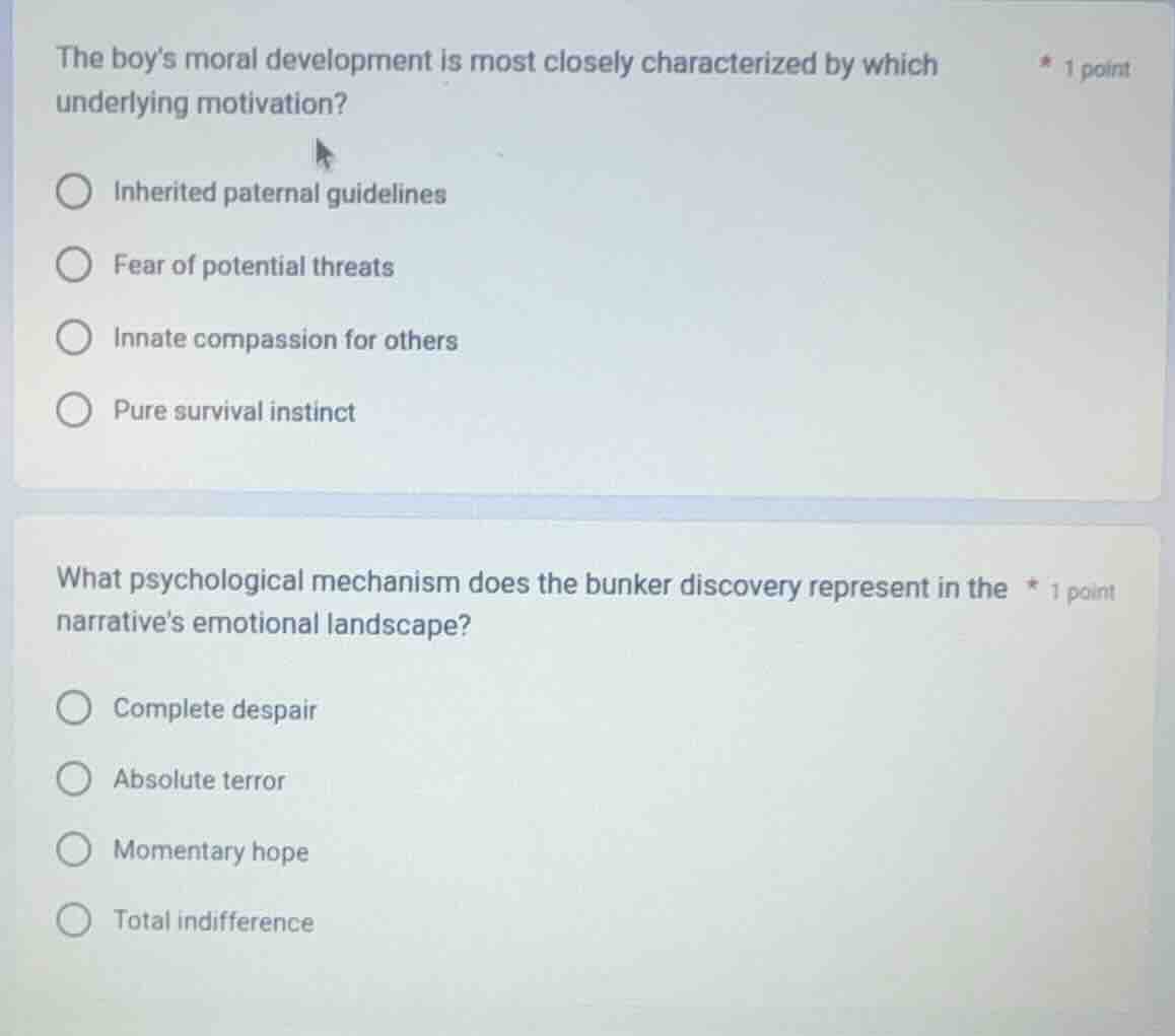 the boy’s moral development is most closely characterized by which unde…