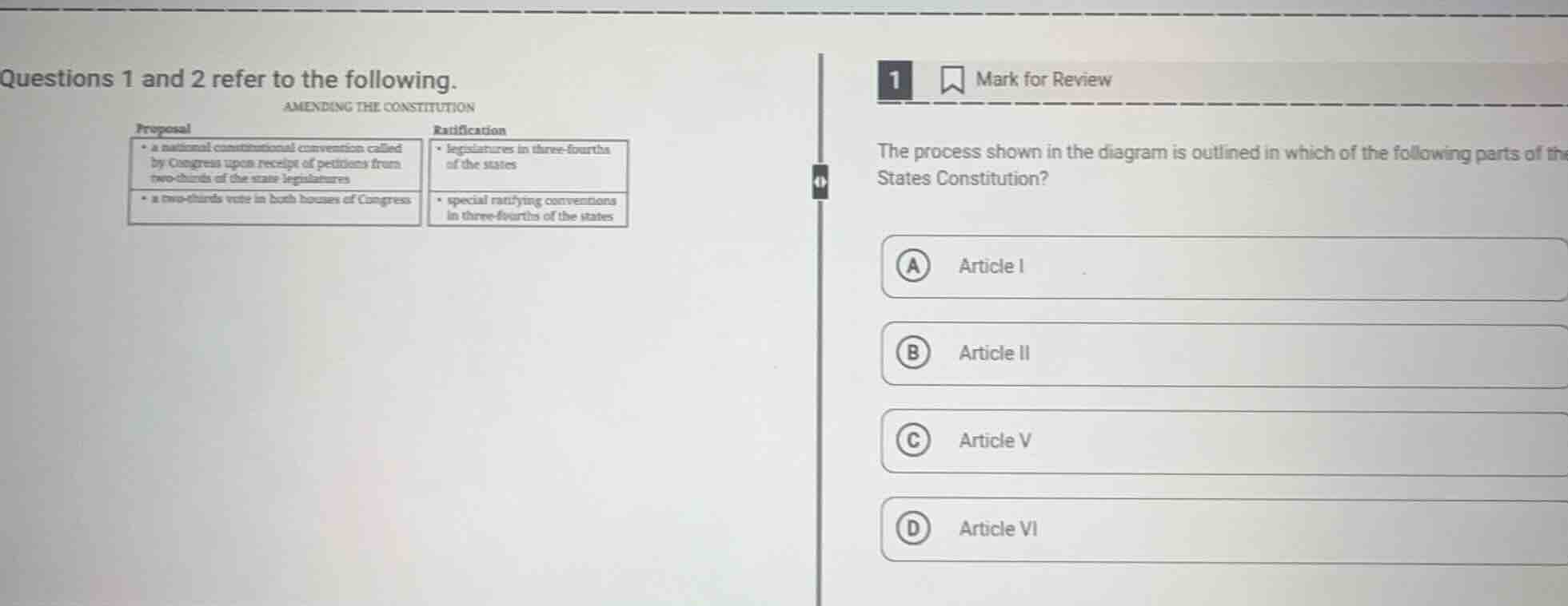questions 1 and 2 refer to the following. amending the constitution pro…