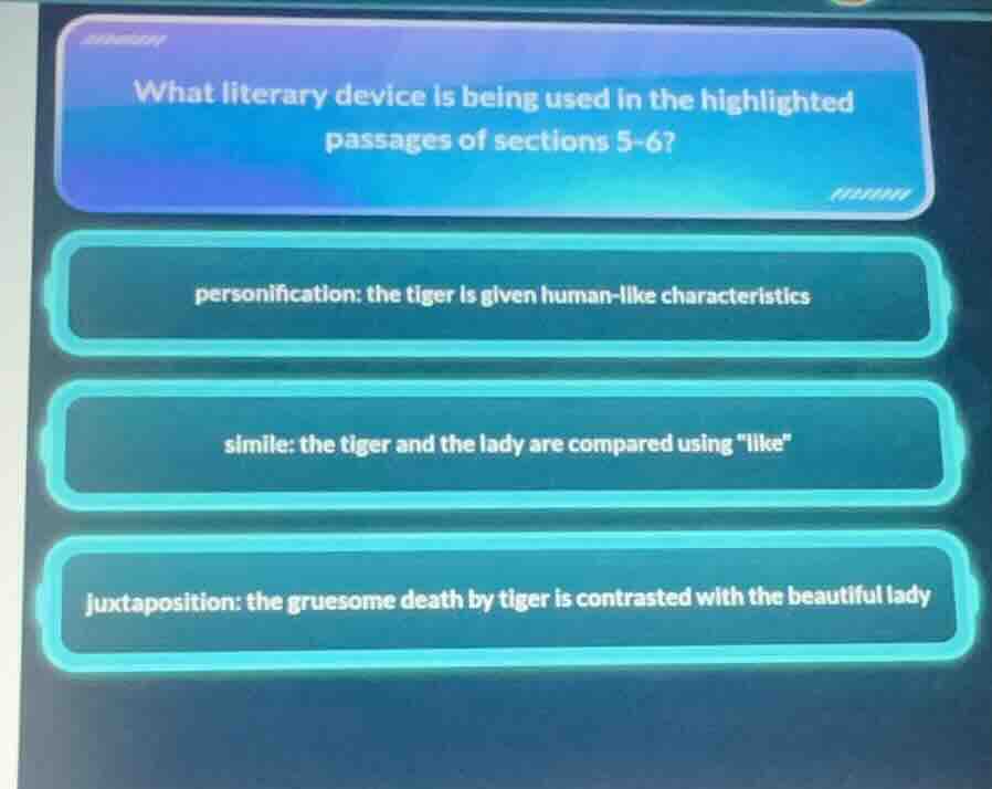 what literary device is being used in the highlighted passages of secti…