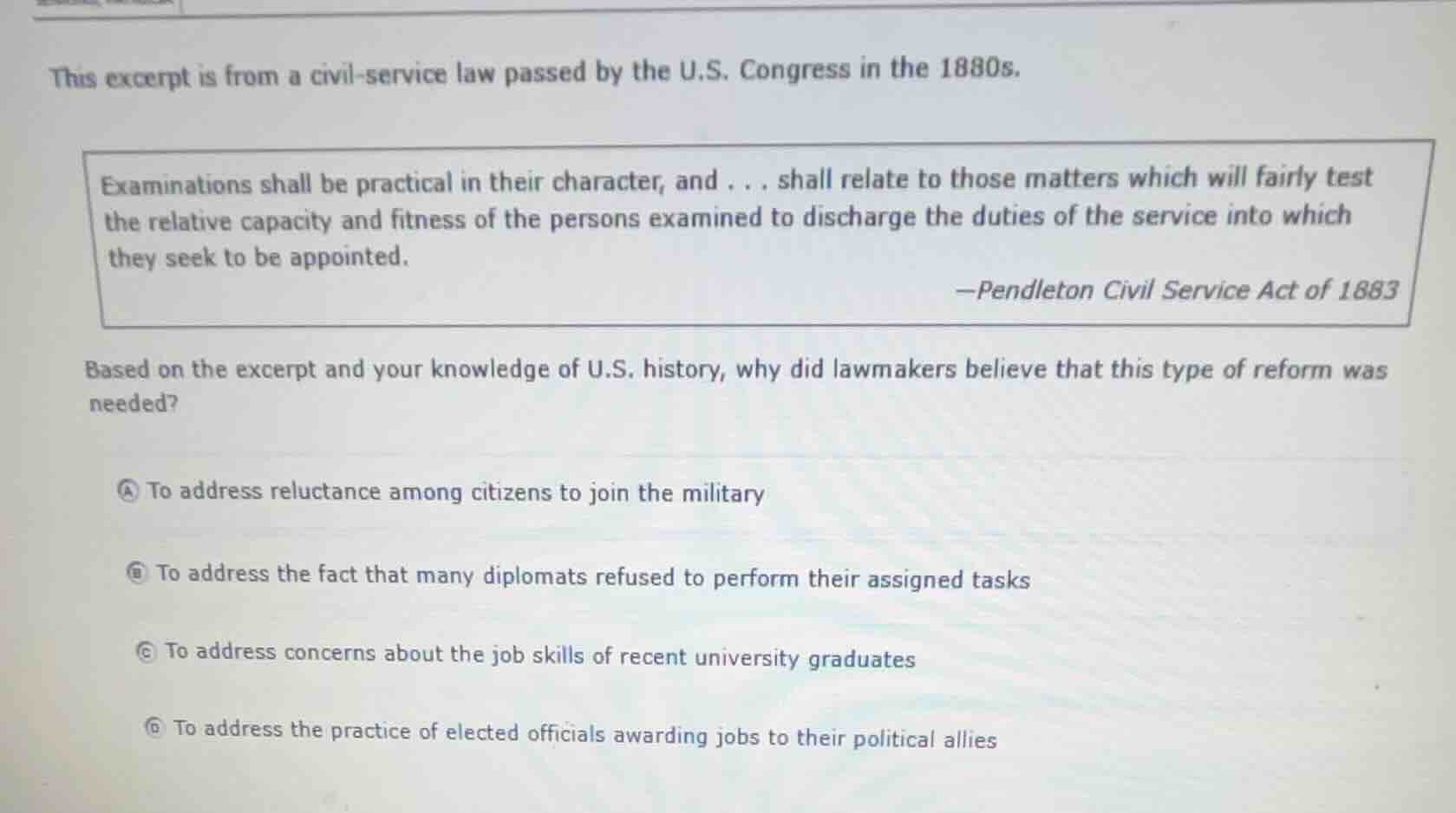 this excerpt is from a civil - service law passed by the u.s. congress …