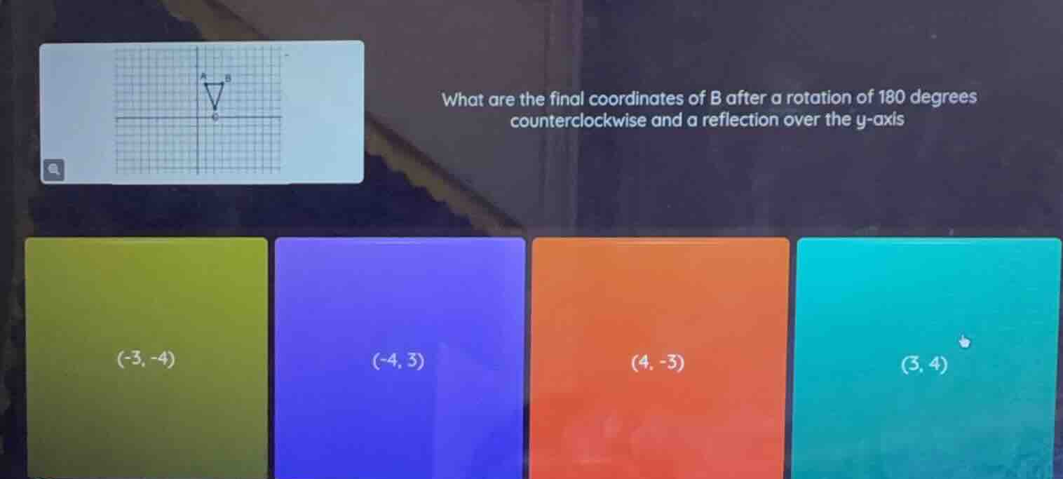 what are the final coordinates of b after a rotation of 180 degrees cou…