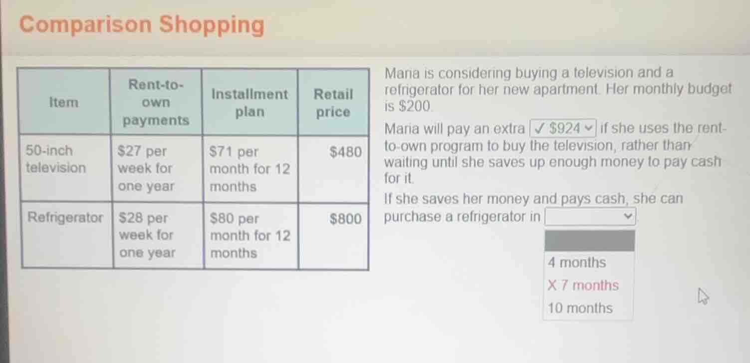 comparison shopping item rent - to - own payments installment plan reta…