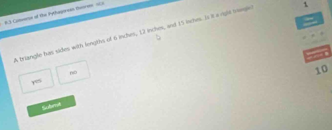 p.3 converse of the pythagorean theorem hck a triangle has sides with l…