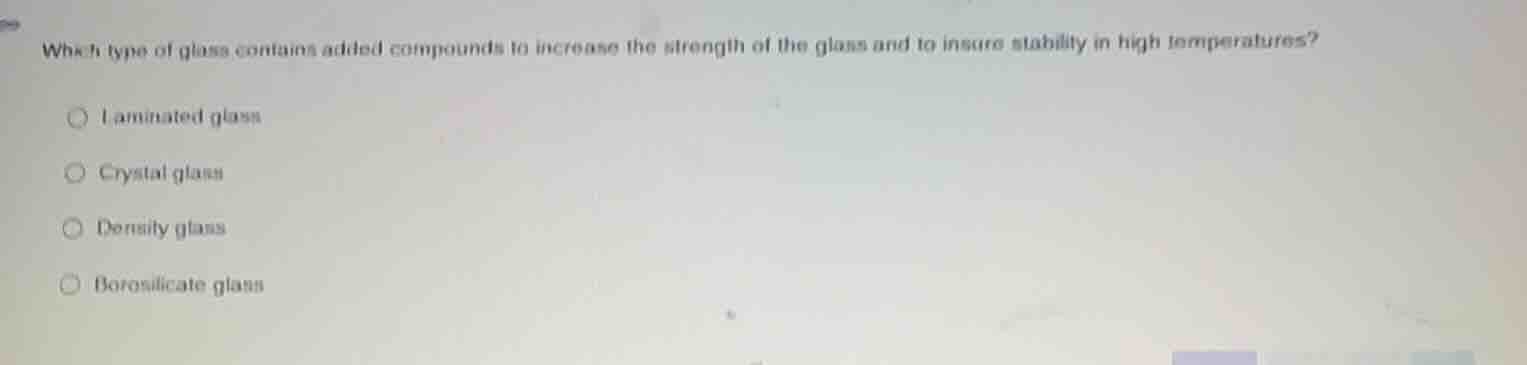 which type of glass contains added compounds to increase the strength o…