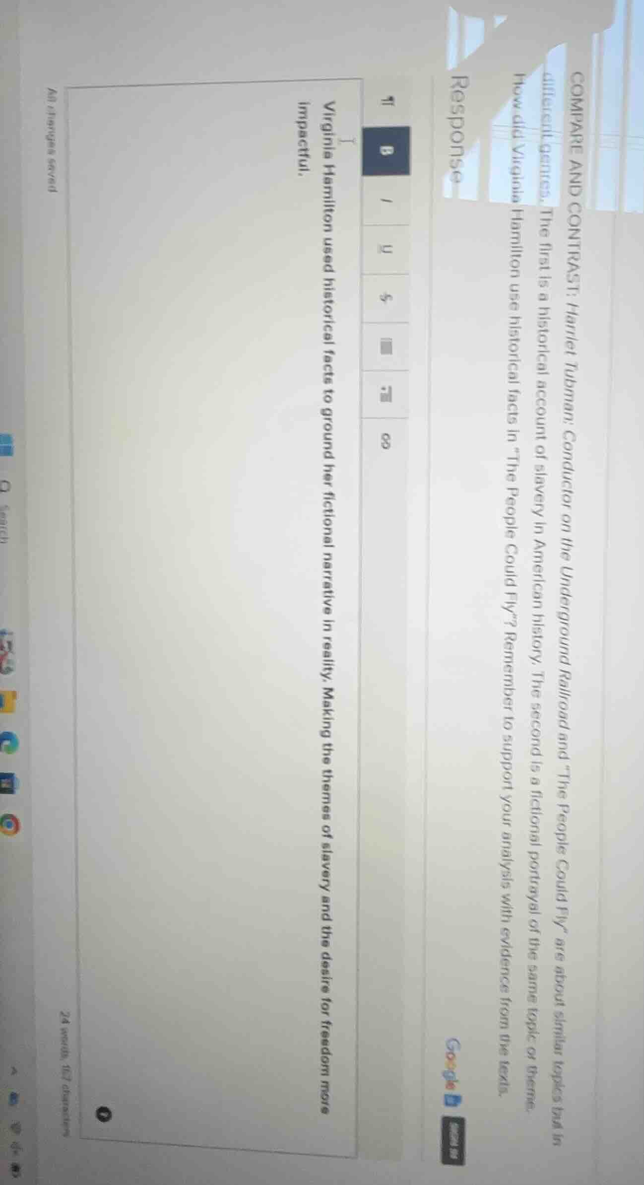 compare and contrast: harriet tubman: conductor on the underground rail…