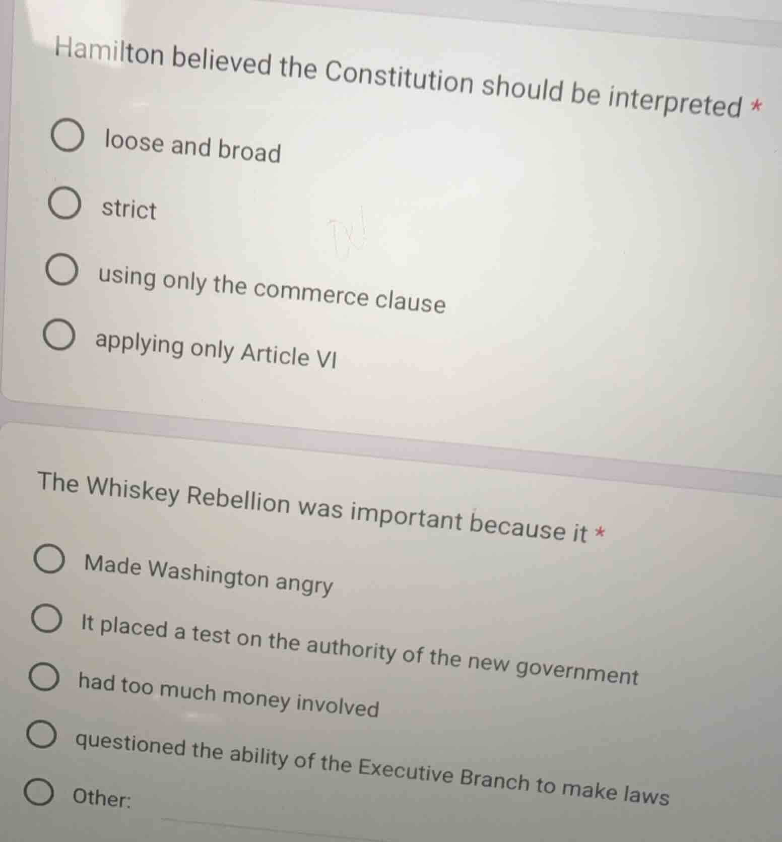 hamilton believed the constitution should be interpreted * ○ loose and …