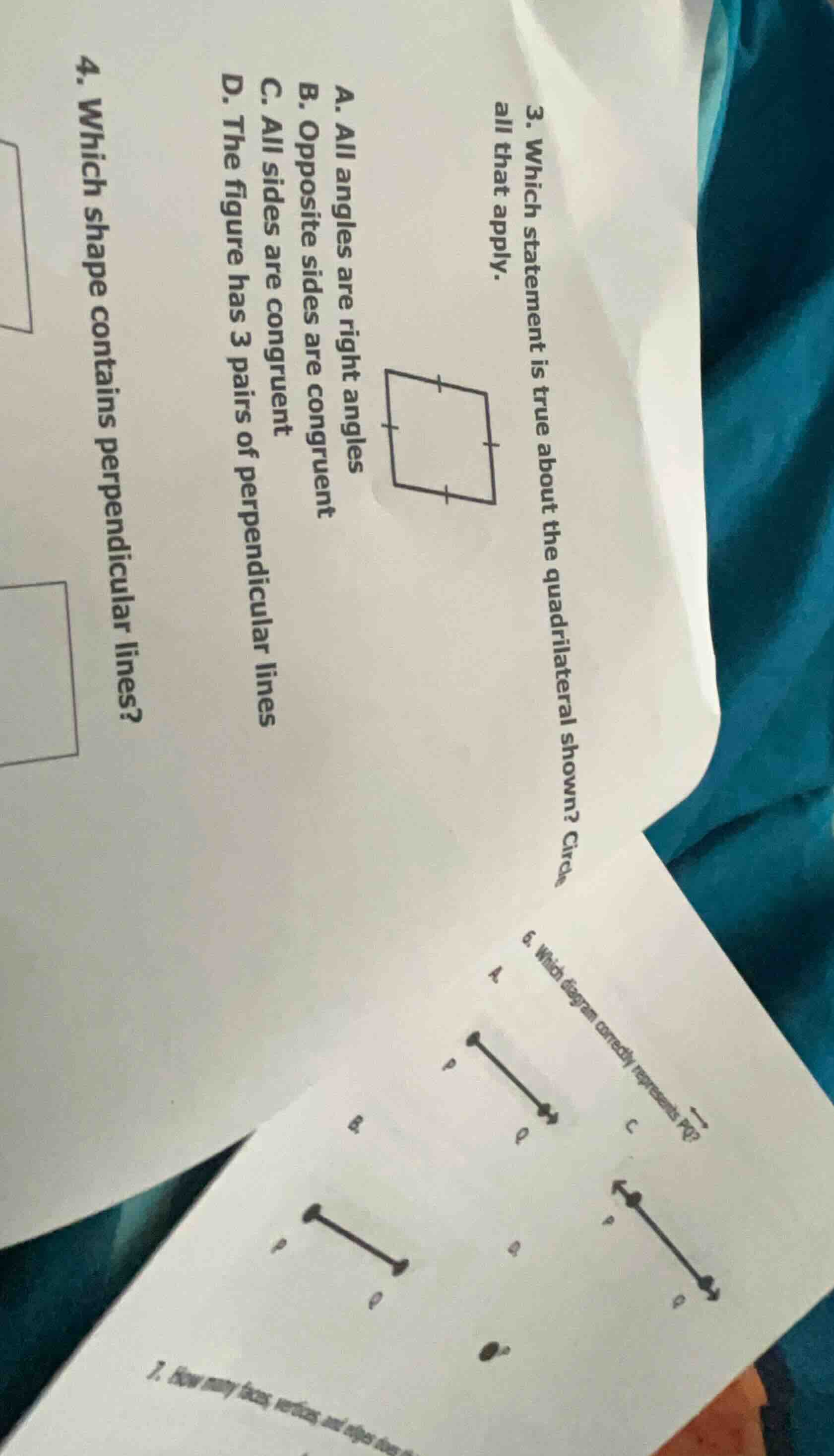 3. which statement is true about the quadrilateral shown? circle all th…