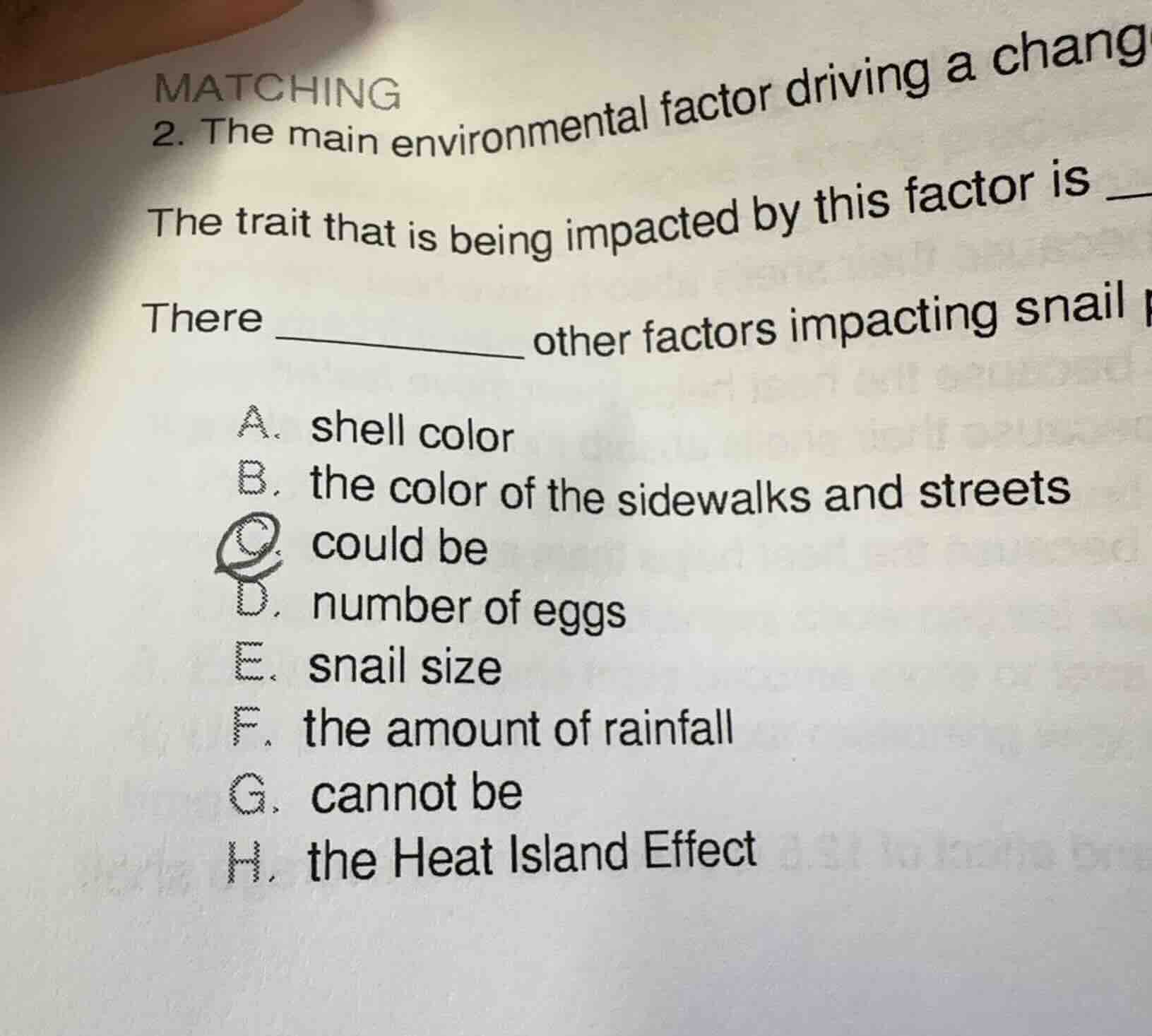 matching 2. the main environmental factor driving a chang the trait tha…