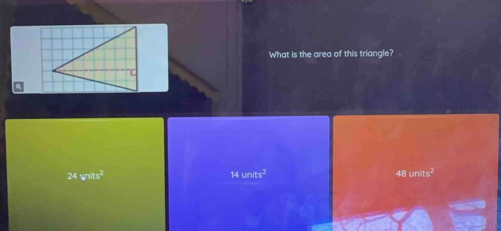 what is the area of this triangle? (with an image of a triangle on a gr…