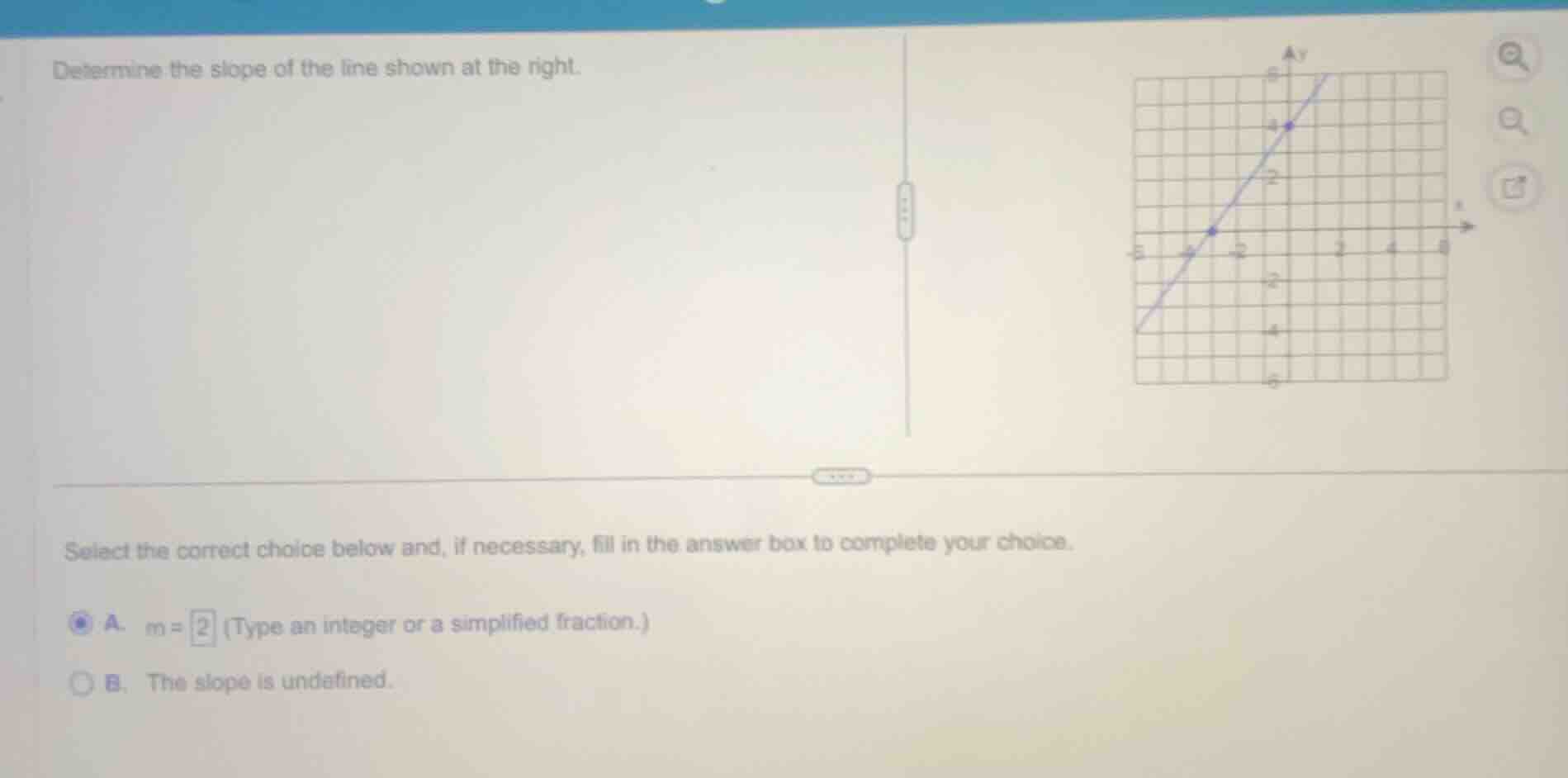 determine the slope of the line shown at the right. select the correct …