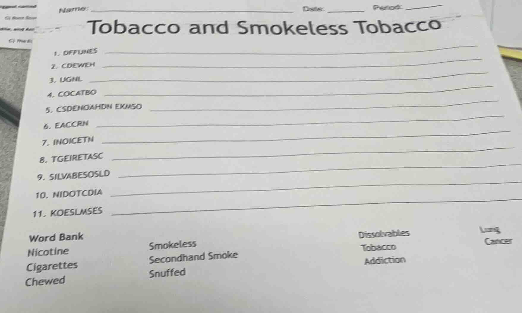 name: date: period: tobacco and smokeless tobacco 1. dffunes 2. cdeweh …