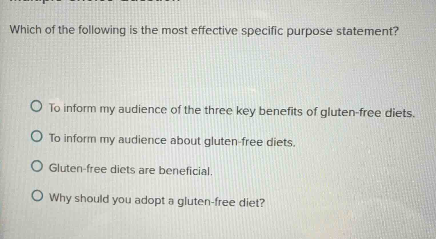 which of the following is the most effective specific purpose statement…