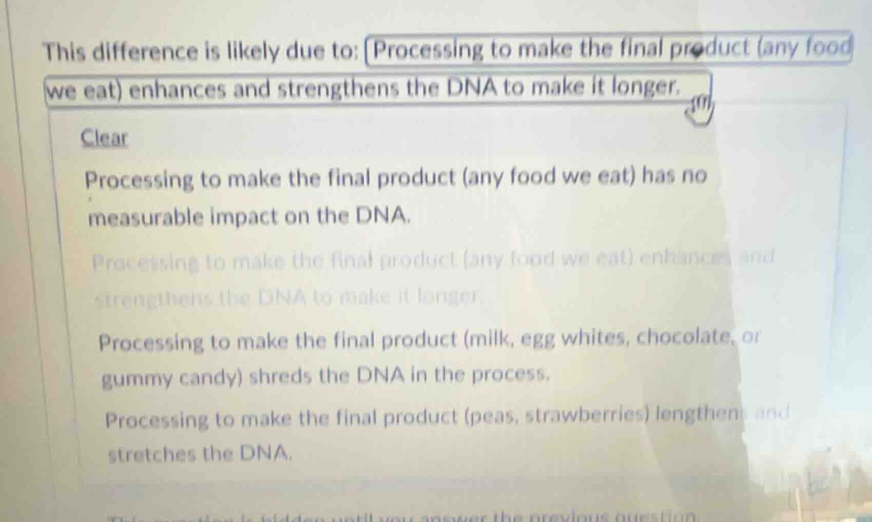 this difference is likely due to: processing to make the final product …