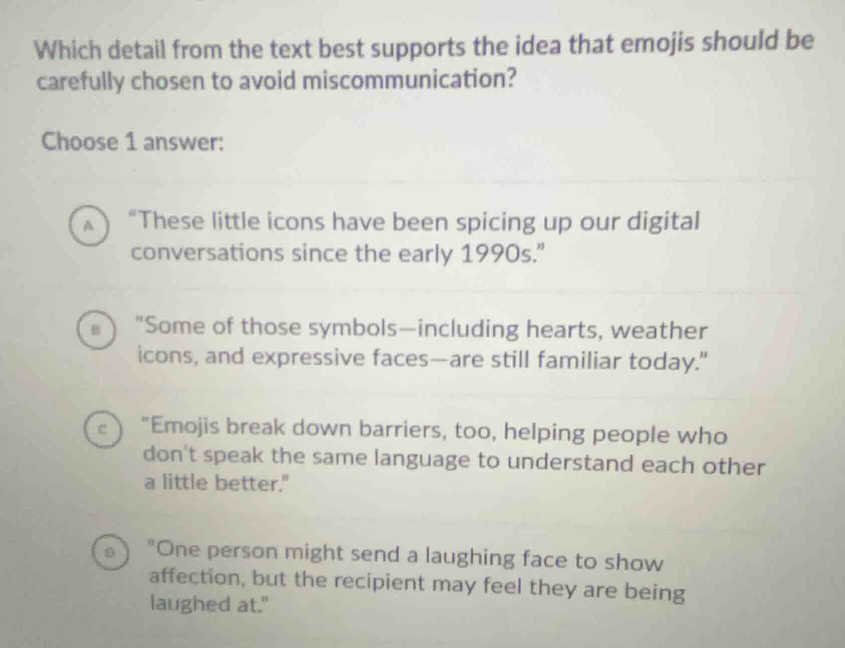 which detail from the text best supports the idea that emojis should be…