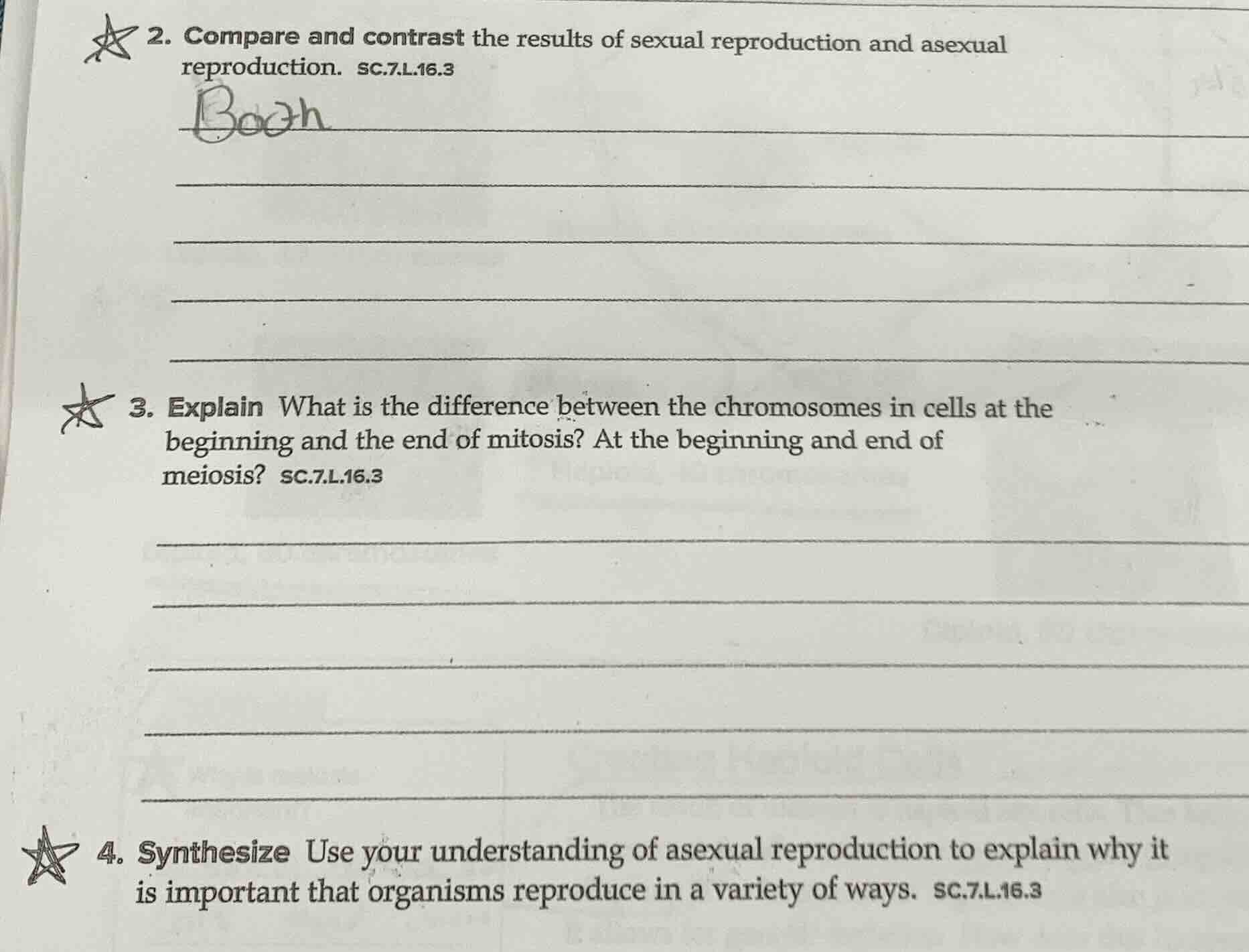2. compare and contrast the results of sexual reproduction and asexual …