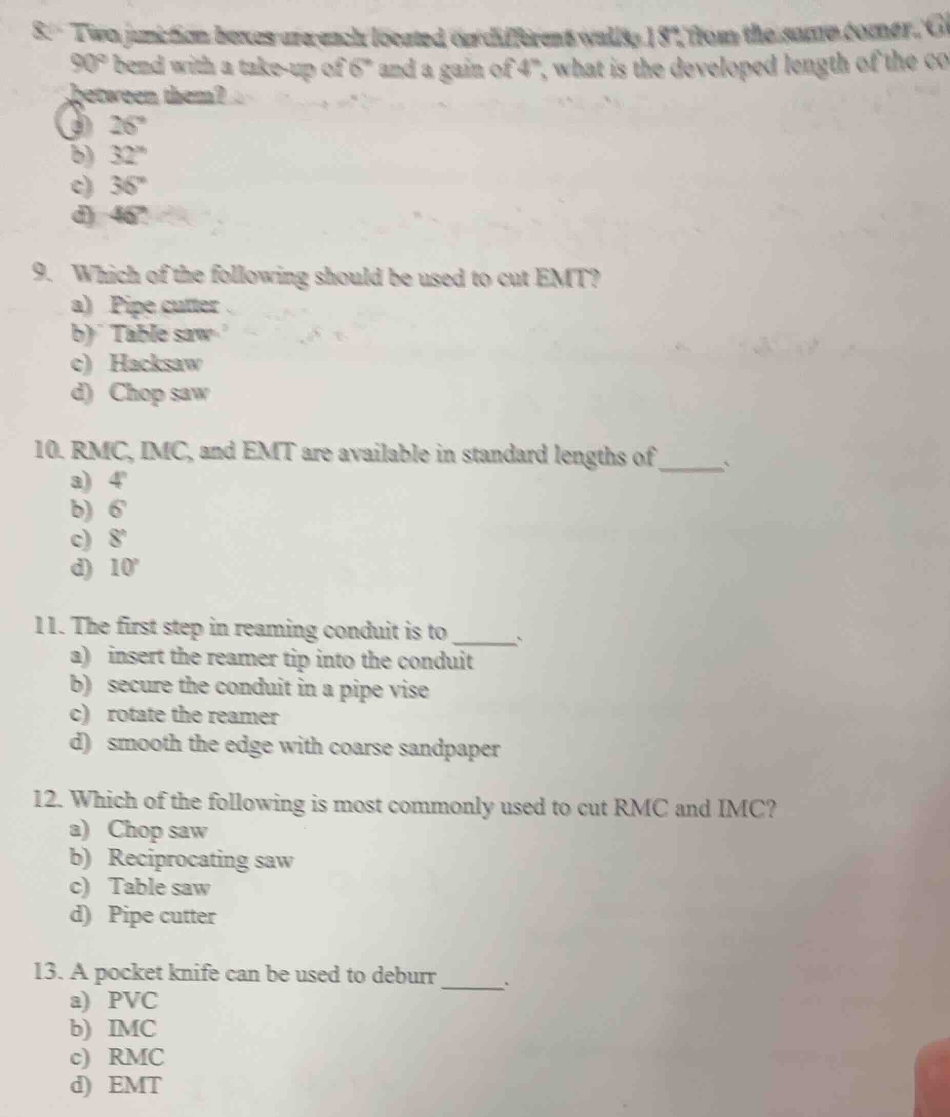 8. two junction boxes are each located on different walls, 18\ from the…