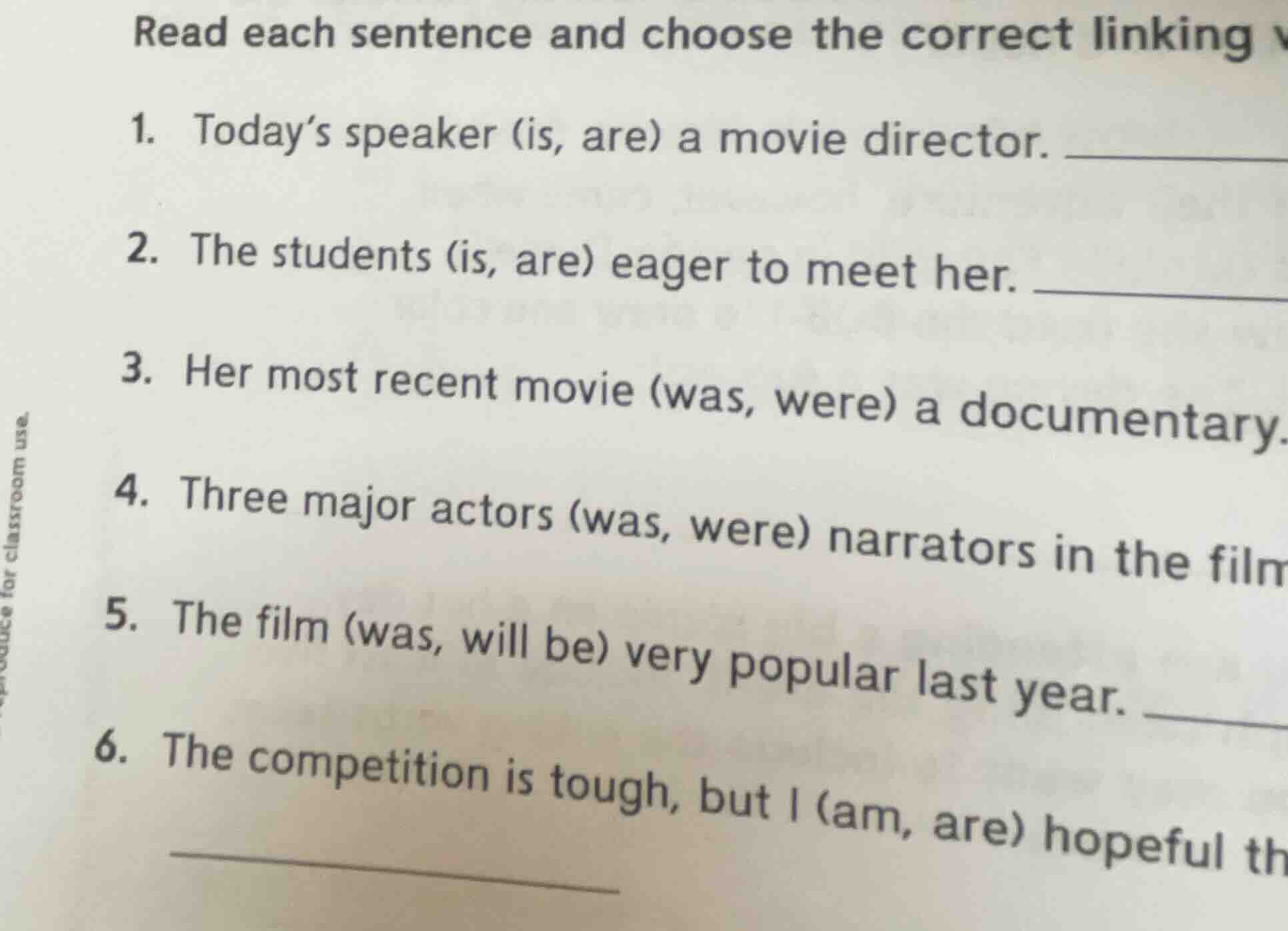 read each sentence and choose the correct linking 1. today’s speaker (i…