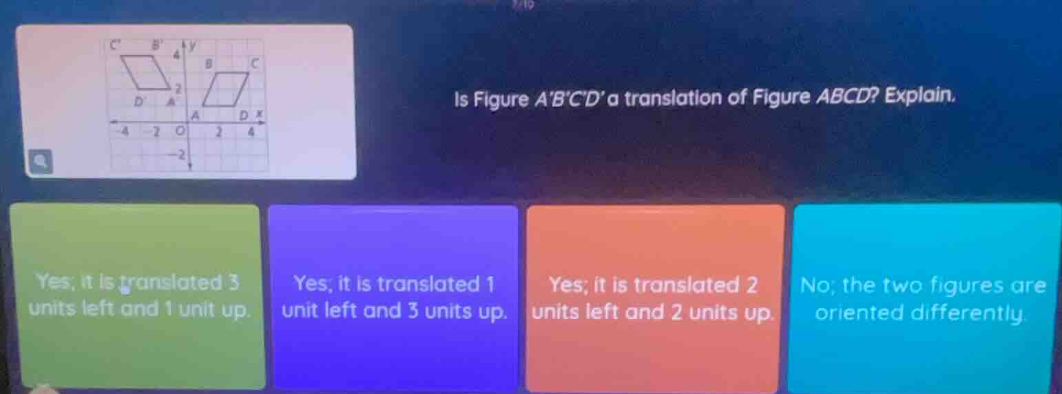 is figure abcd a translation of figure abcd? explain. yes, it is transl…