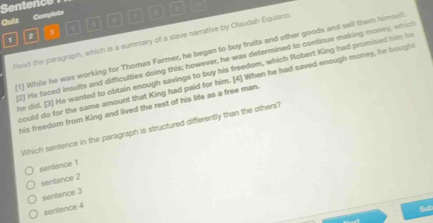 quiz complete read the paragraph, which is a summary of a slave narrati…