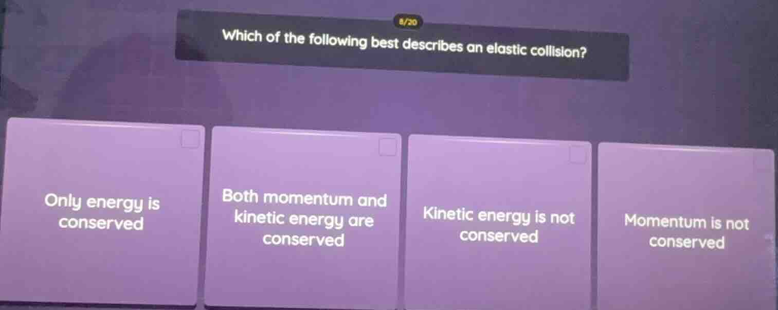 which of the following best describes an elastic collision? only energy…