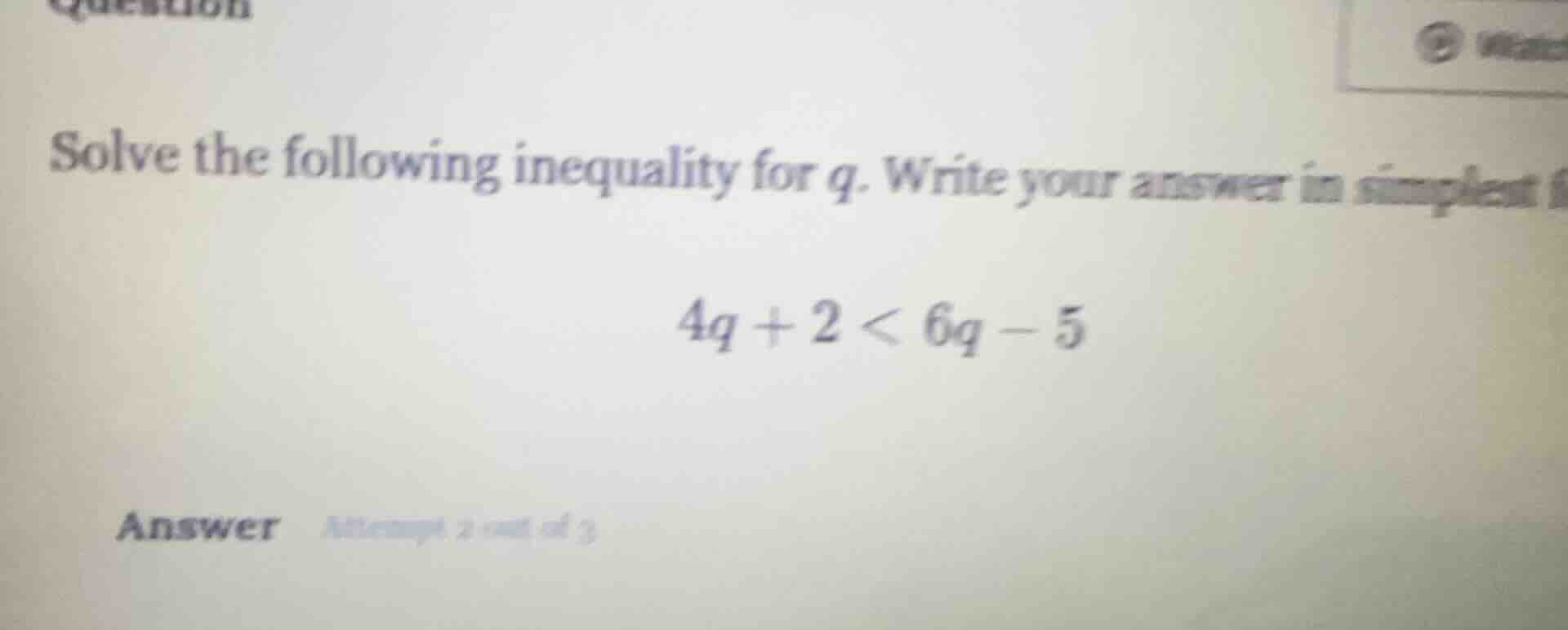 solve the following inequality for q. write your answer in simplest \\(…