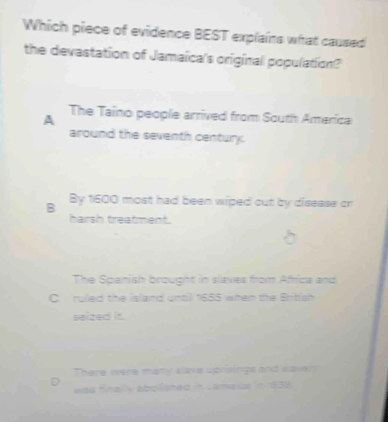 which piece of evidence best explains what caused the devastation of ja…