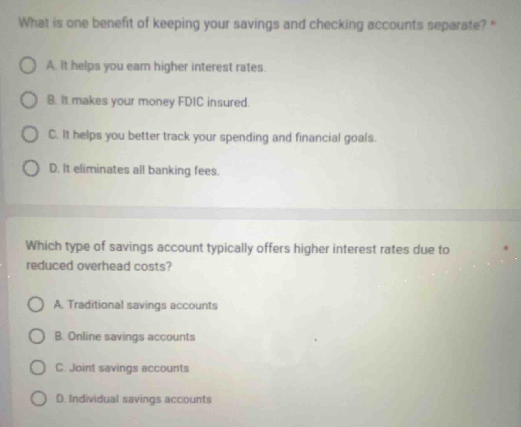what is one benefit of keeping your savings and checking accounts separ…
