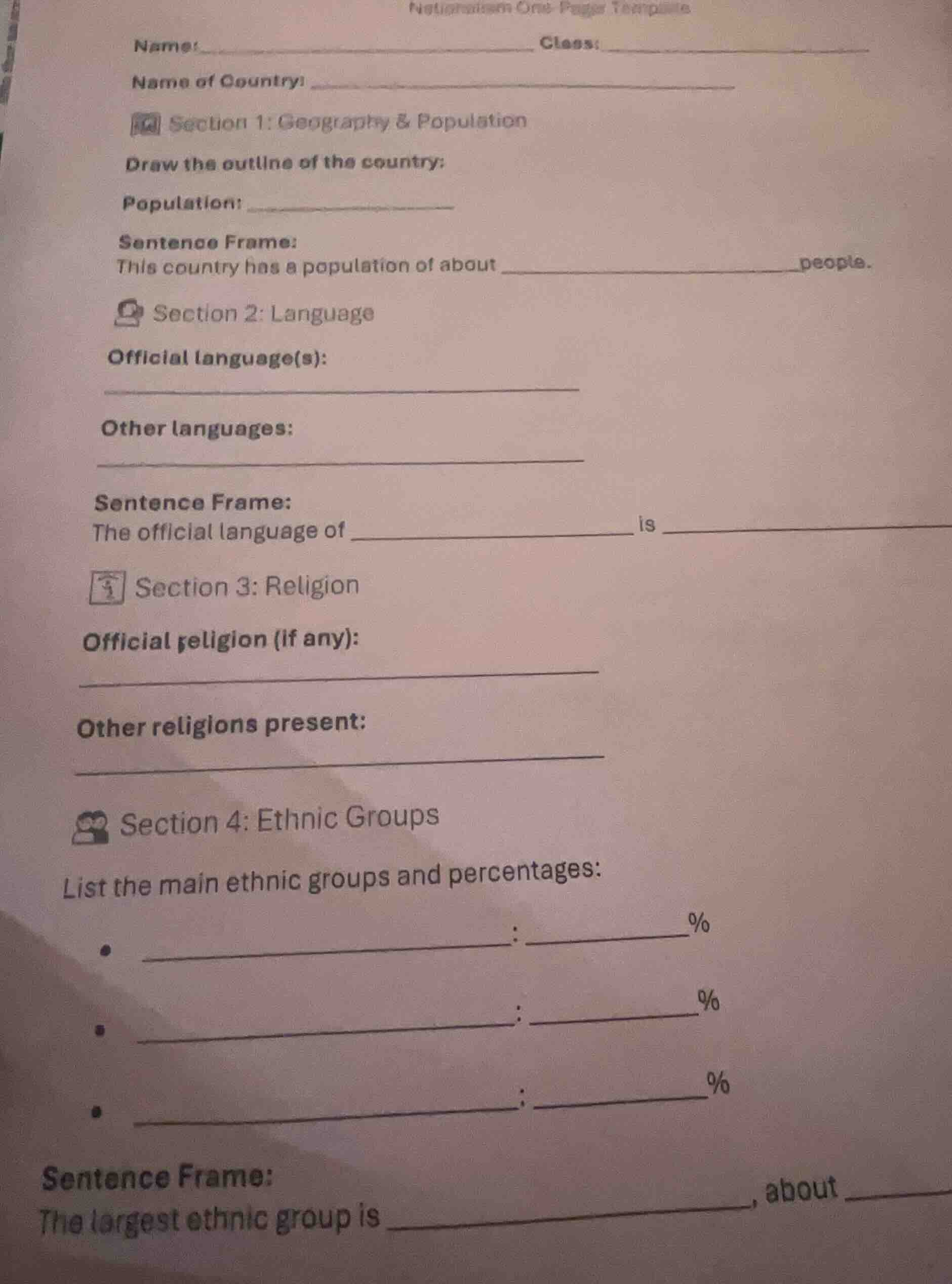 nationalism one pager template name: ___________________________ class:…