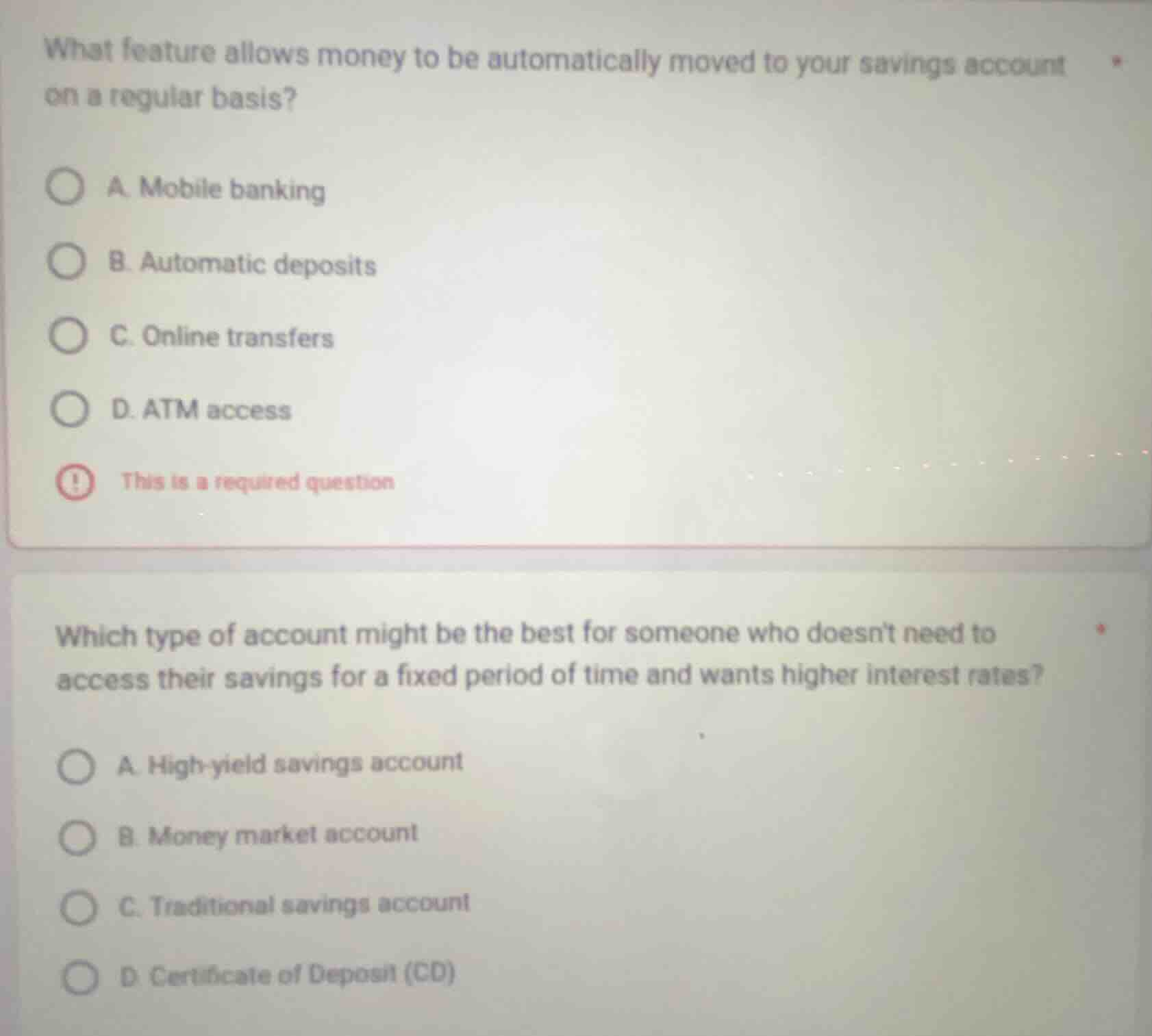 what feature allows money to be automatically moved to your savings acc…