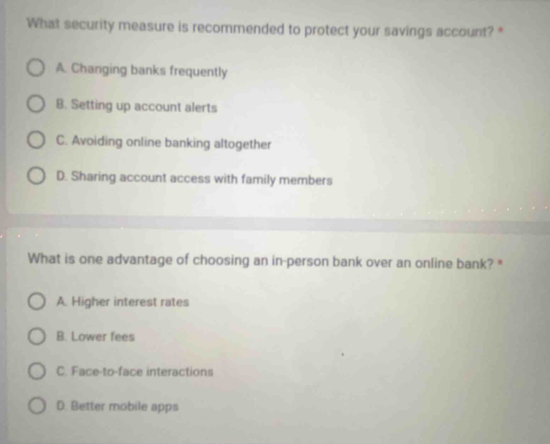 what security measure is recommended to protect your savings account? *…