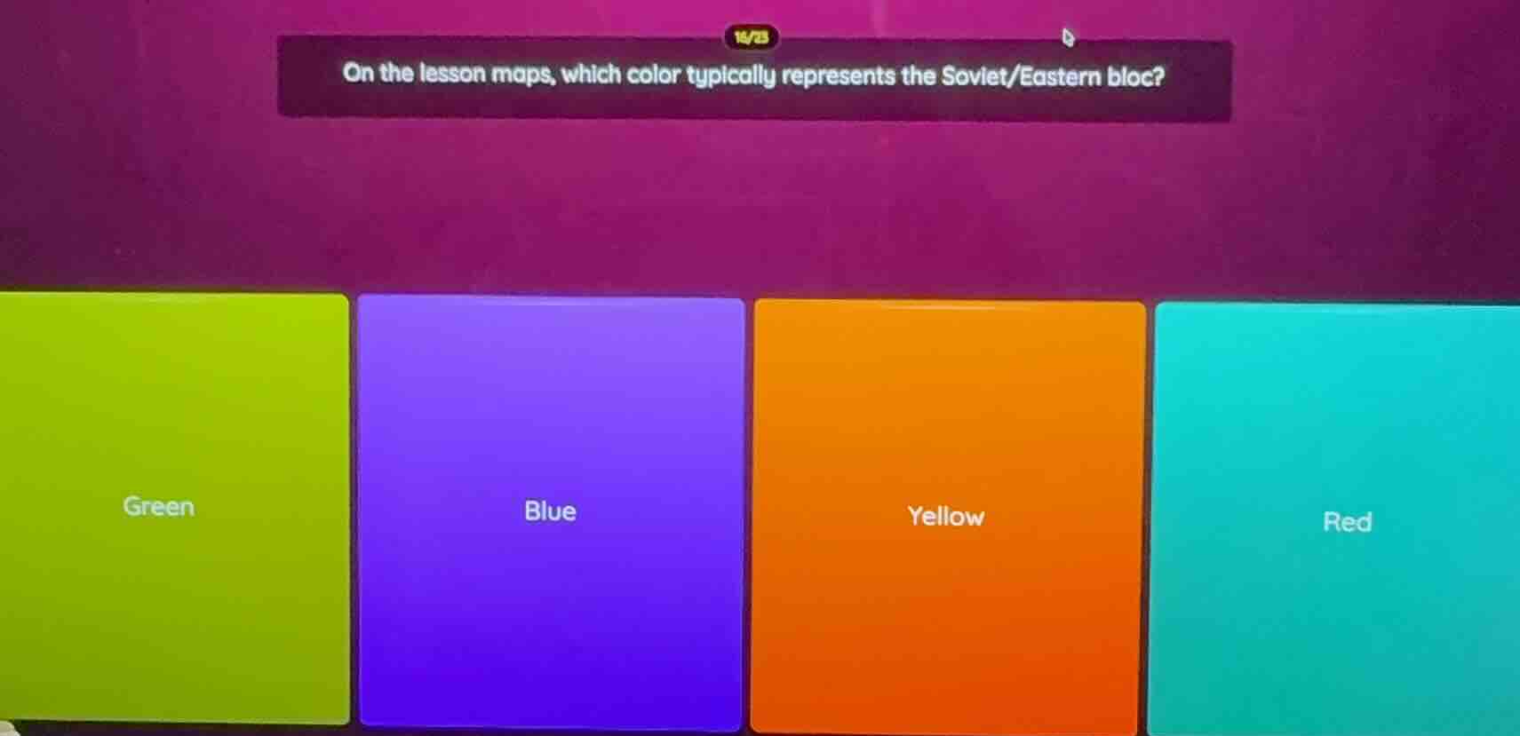 on the lesson maps, which color typically represents the soviet/eastern…