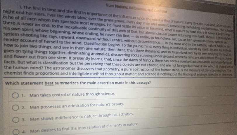 from nature, addresses, and lectures 1. the first in time and the first…