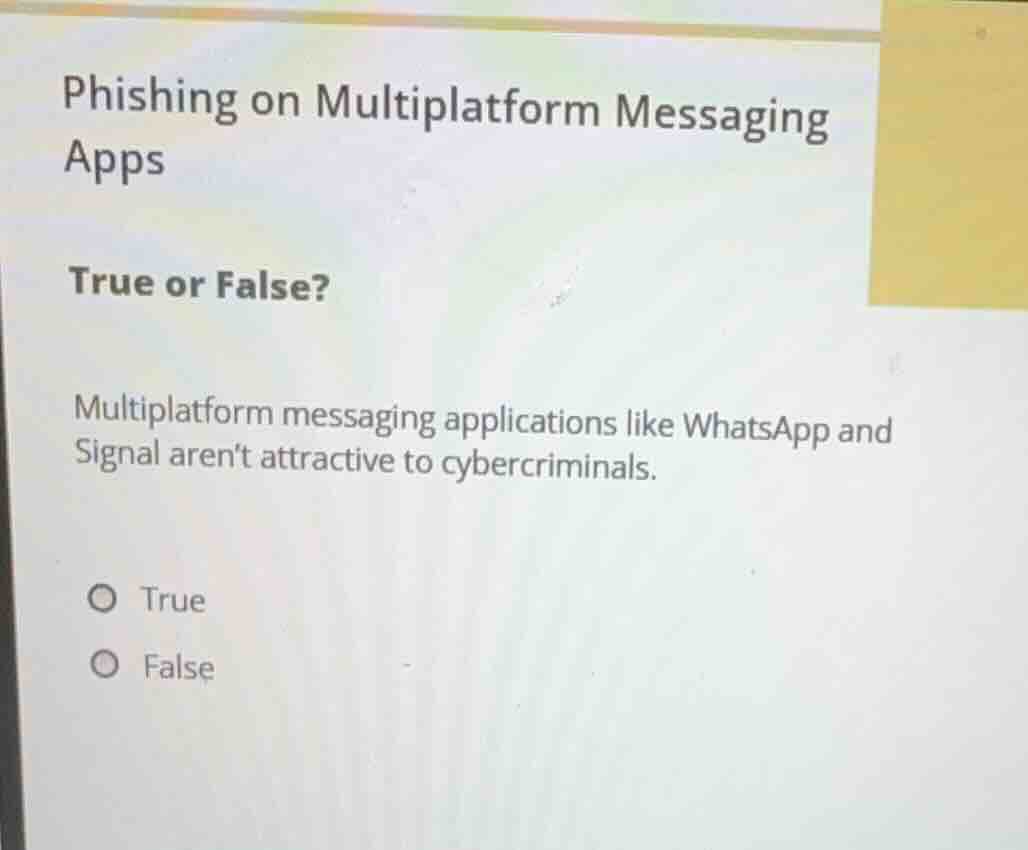 phishing on multiplatform messaging apps true or false? multiplatform m…