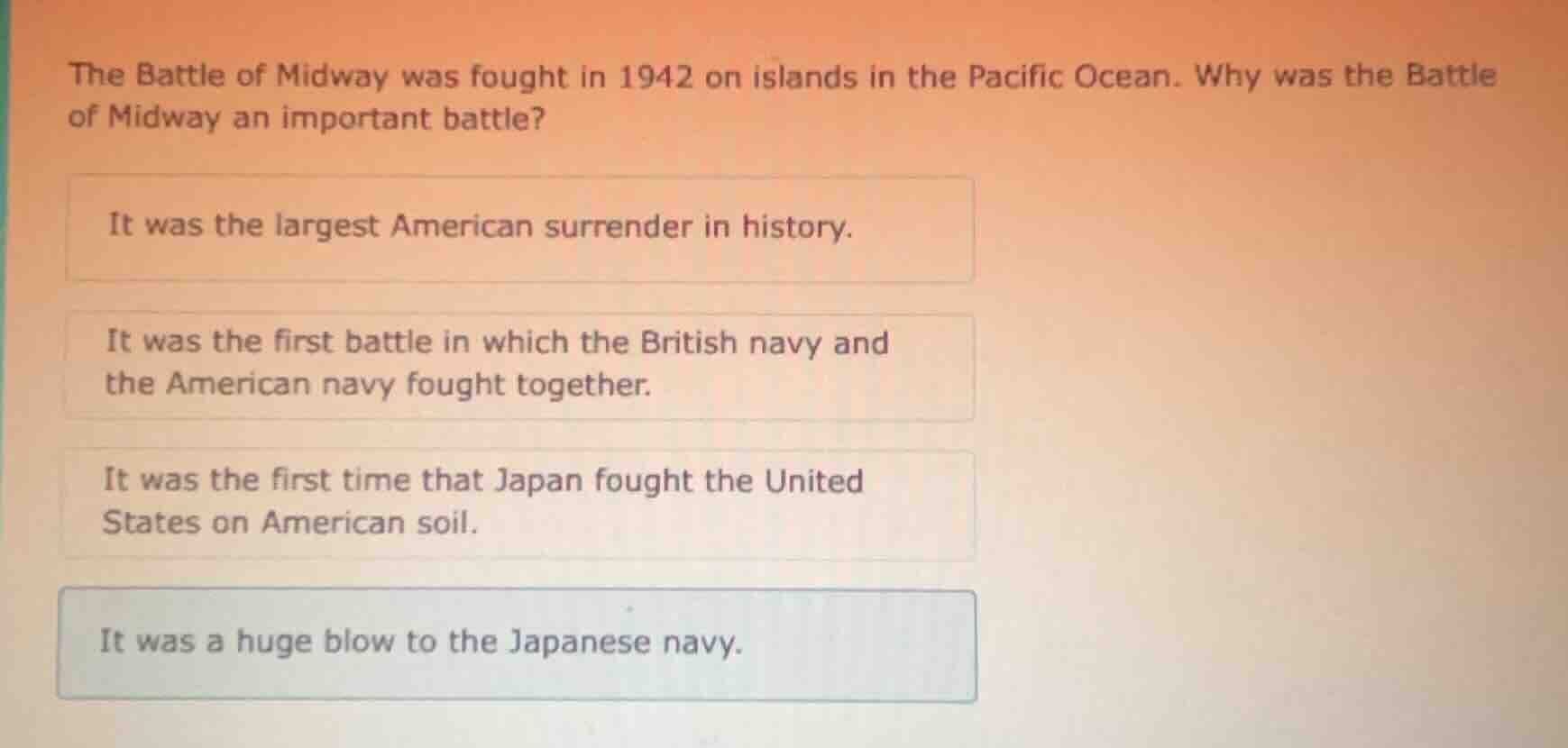 the battle of midway was fought in 1942 on islands in the pacific ocean…