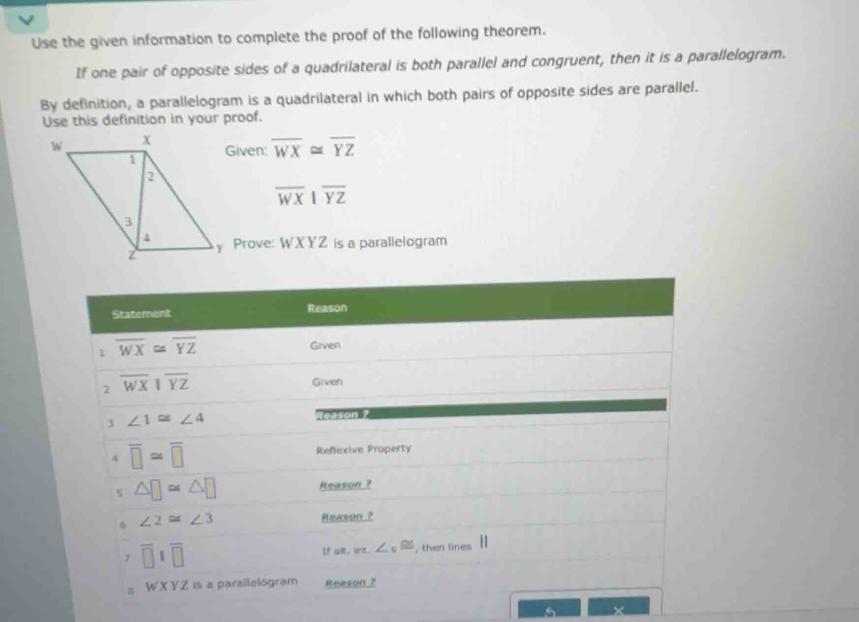 use the given information to complete the proof of the following theore…