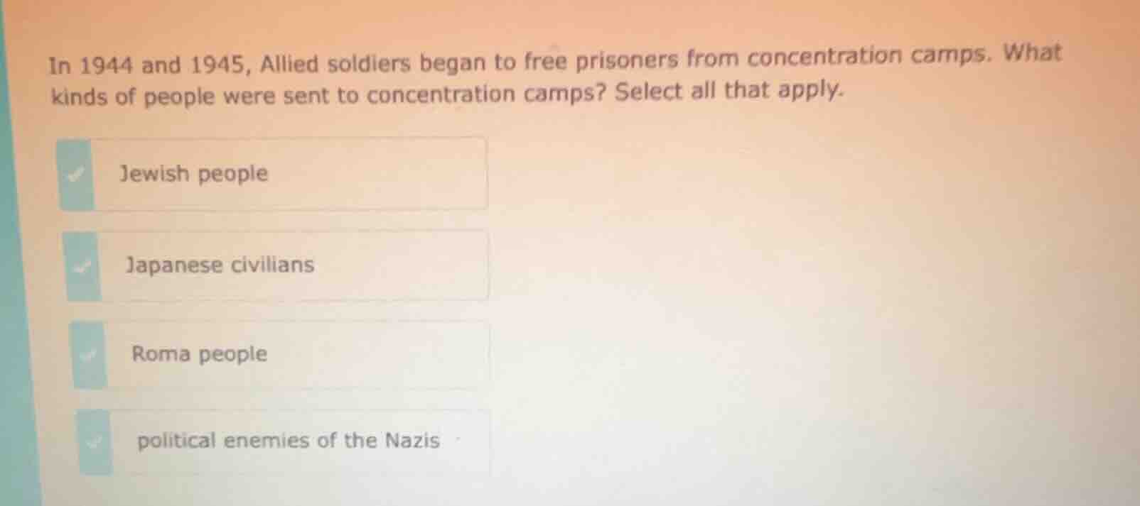 in 1944 and 1945, allied soldiers began to free prisoners from concentr…