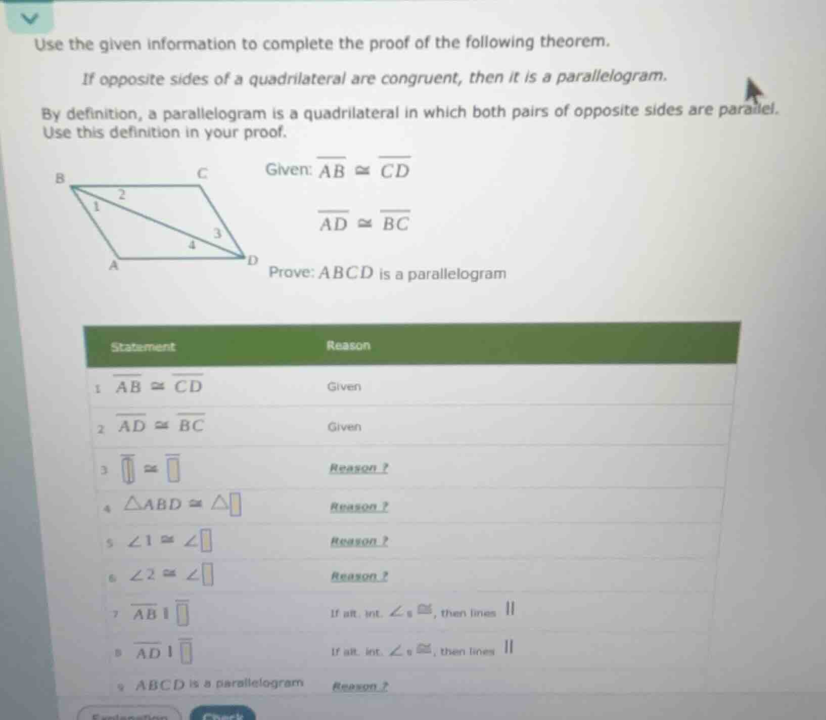 use the given information to complete the proof of the following theore…