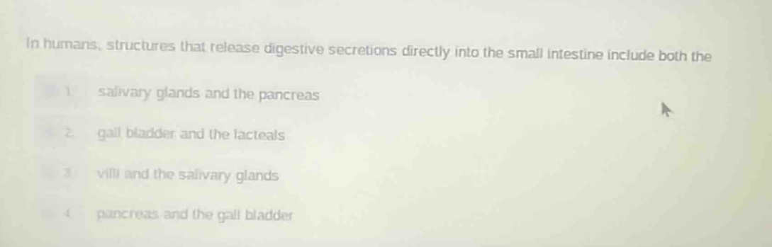 in humans, structures that release digestive secretions directly into t…