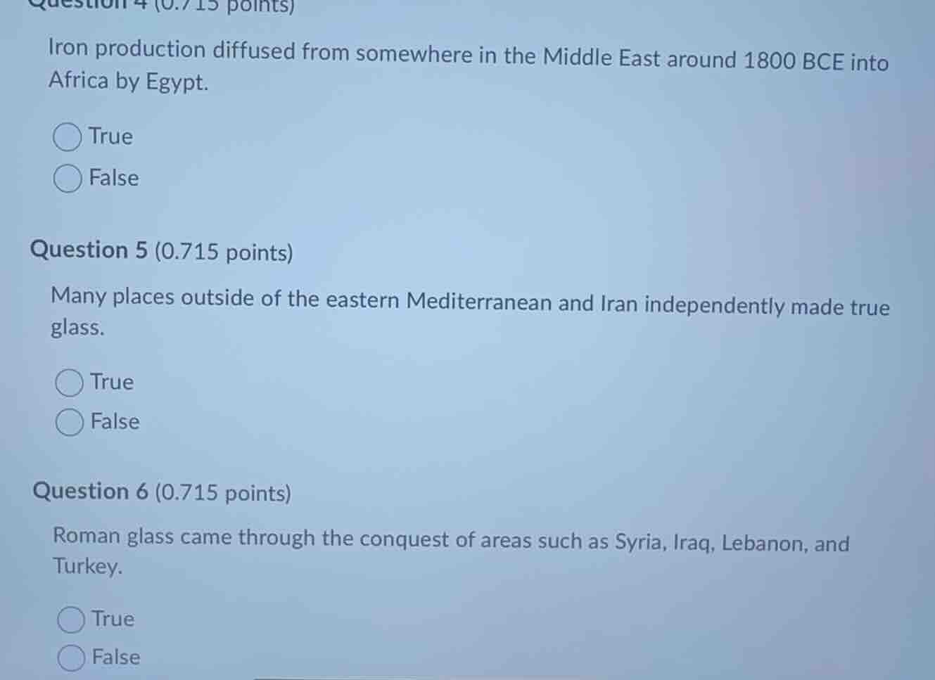 question 4 (0.715 points) iron production diffused from somewhere in th…