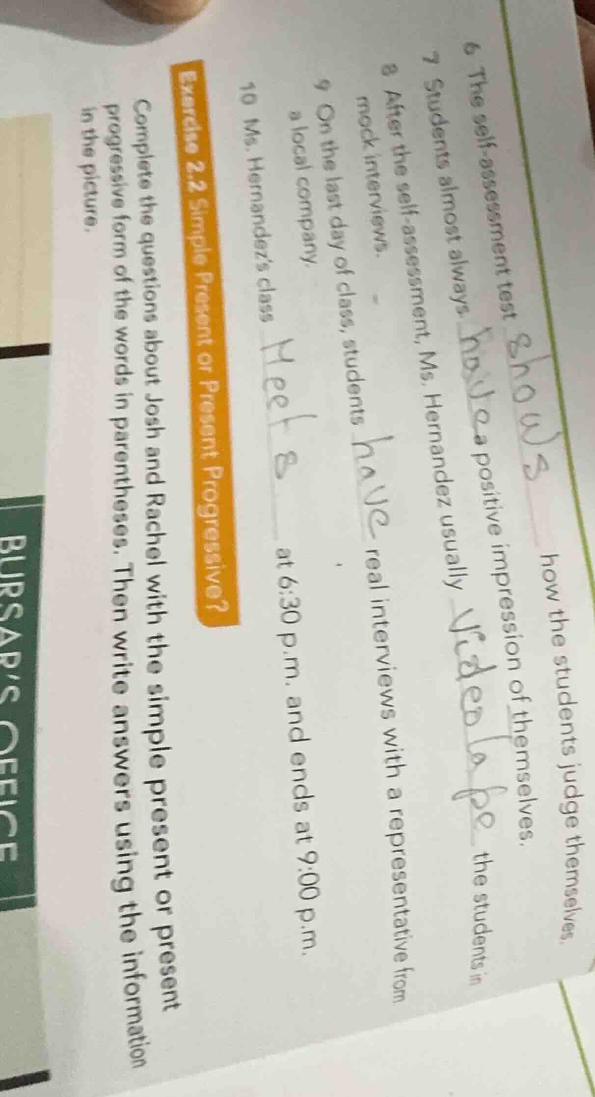 exercise 2.2 simple present or present progressive? complete the questi…